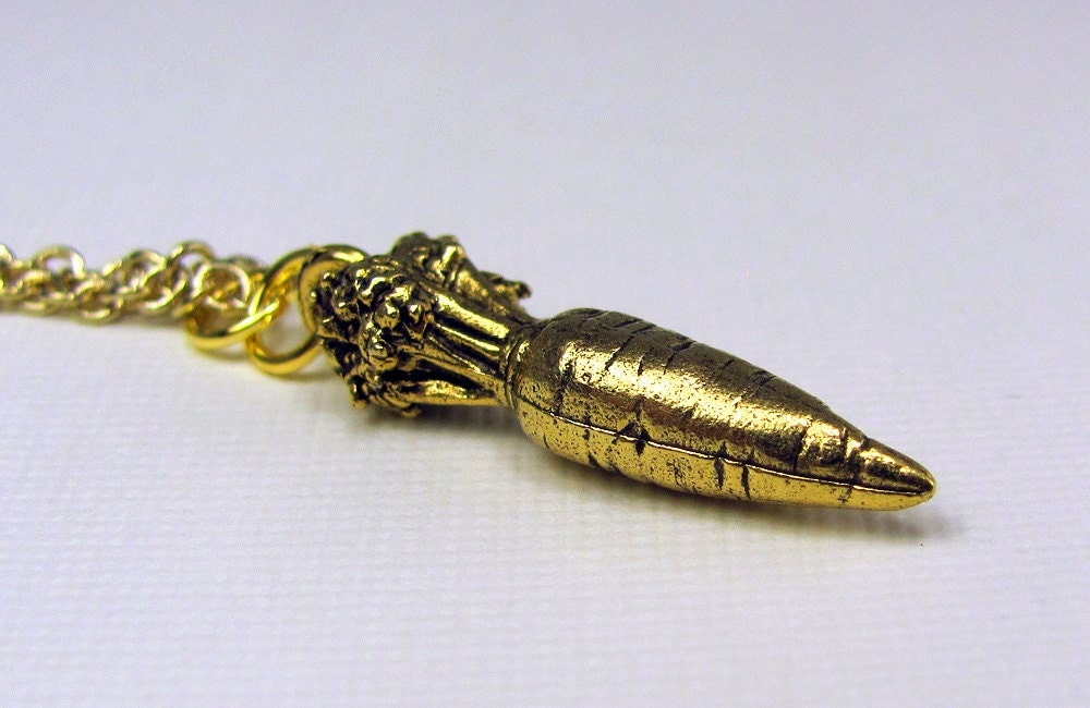 Gold Carrot Necklace Food Necklace Vegetable Necklace