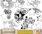 Star Digital Frame ClipArt - Swooshy Shooting Star Label Clip Art - PNG & Photoshop Brushes - Graduation - School Teacher - Graphics Il_170x135