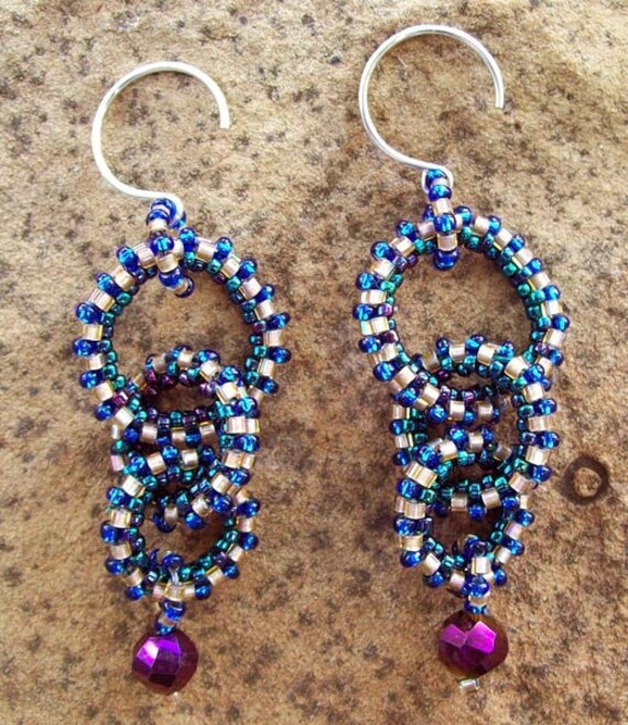 items similar to blue 3 hoop seed bead woven ring earrings items similar to blue 3 hoop seed bead woven ring earrings