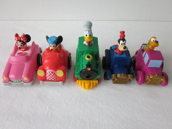 Vintage Mickey Mouse Pull and Go Cars McDonald's Set