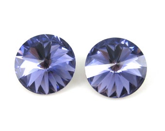 2 Swarovski Crystal 12mm Tanzanite Rivolis
