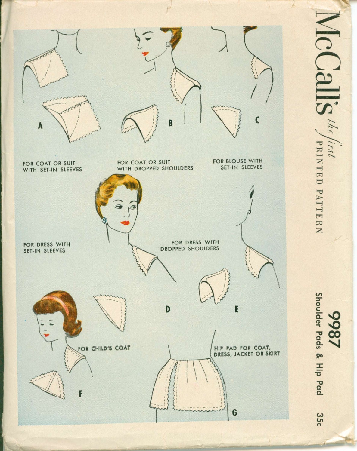Vintage Sewing Pattern 1954 Shoulder Pads and Hip Pad