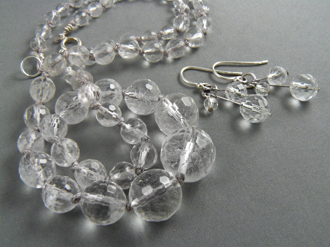 Classic Quartz Necklace Set Natural Quartz Crystal Graduated