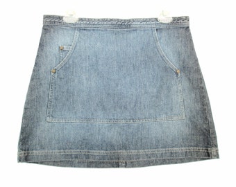 90's High Rise denim mini skirt size - L
