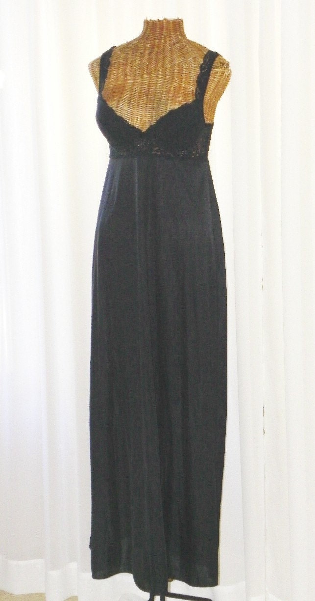 Olga Black Nightgown Push Up Bra Underwire by Voilavintagelingerie