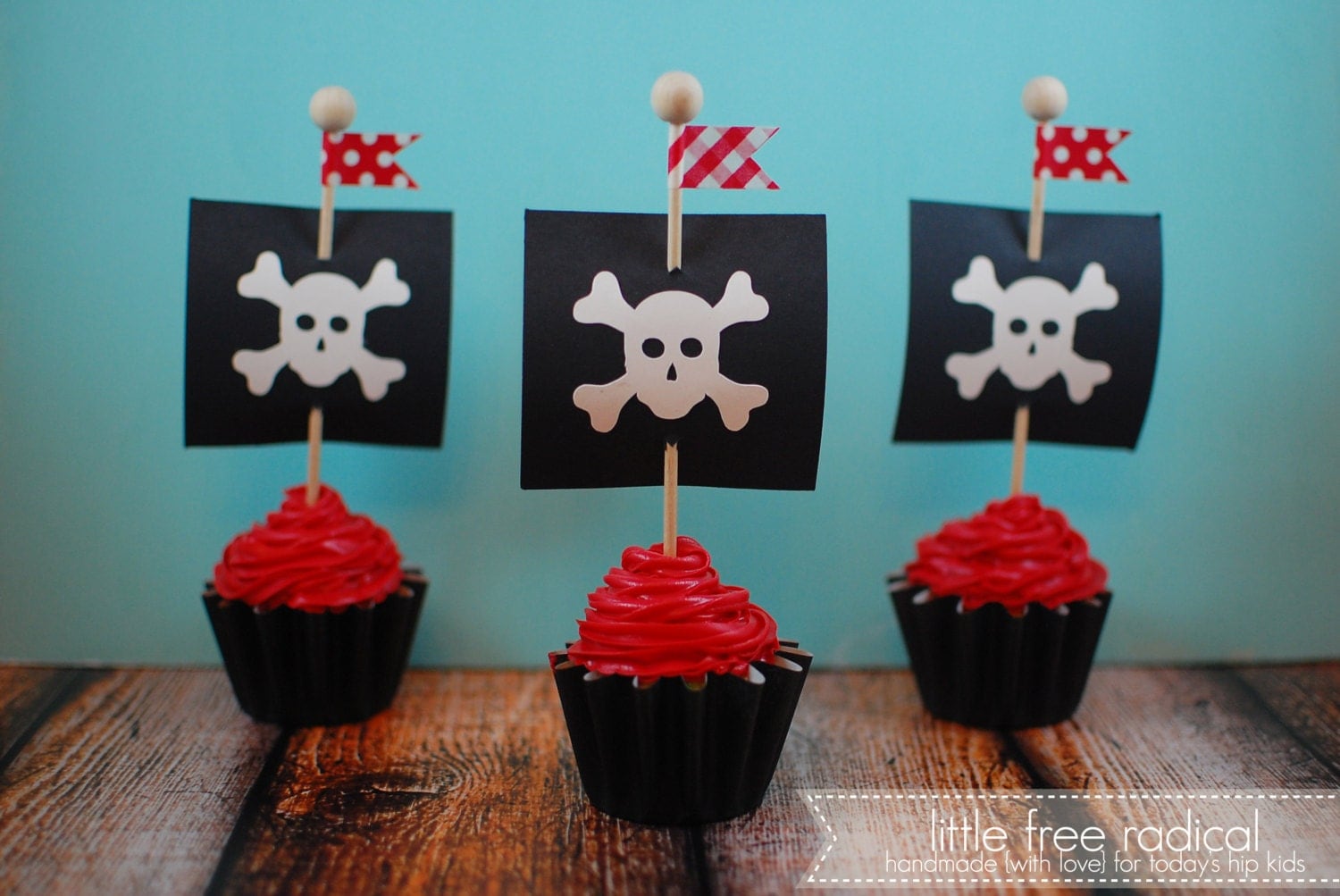 Pirate Ship Flags Cupcake Toppers Makes 12 Cupcakes