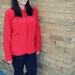 1980s Red Secretary Blouse
