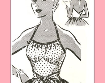 1950s 1-Yard Rockabilly Wrap Top, medium size - Vintage Sewing Pattern PDF 1002