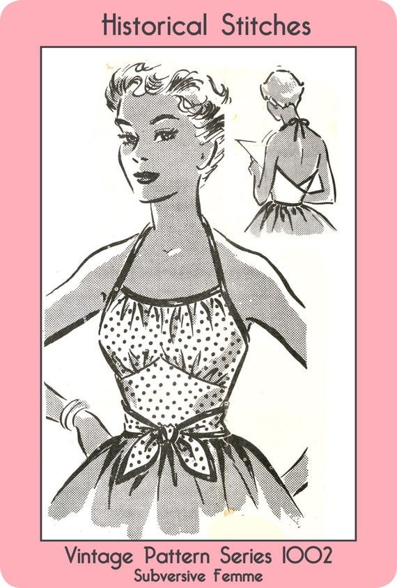 1950s 1-Yard Rockabilly Wrap Top, medium size - Vintage Sewing Pattern PDF 1002