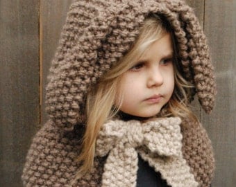 Knitting PATTERN-The Royalynn Rabbit Hood (6/9 month - 12/18 month - Toddler - Child - Adult sizes)