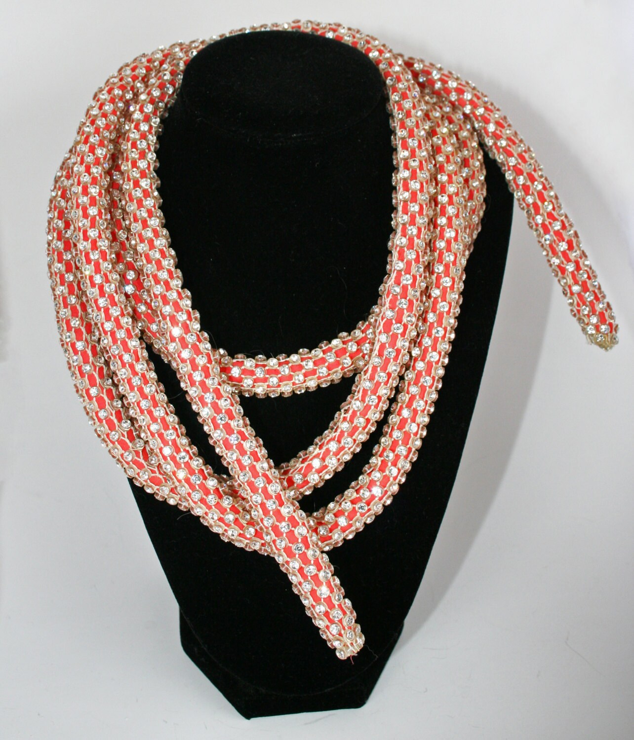 Vintage Rhinestone Encrusted Belt Necklace