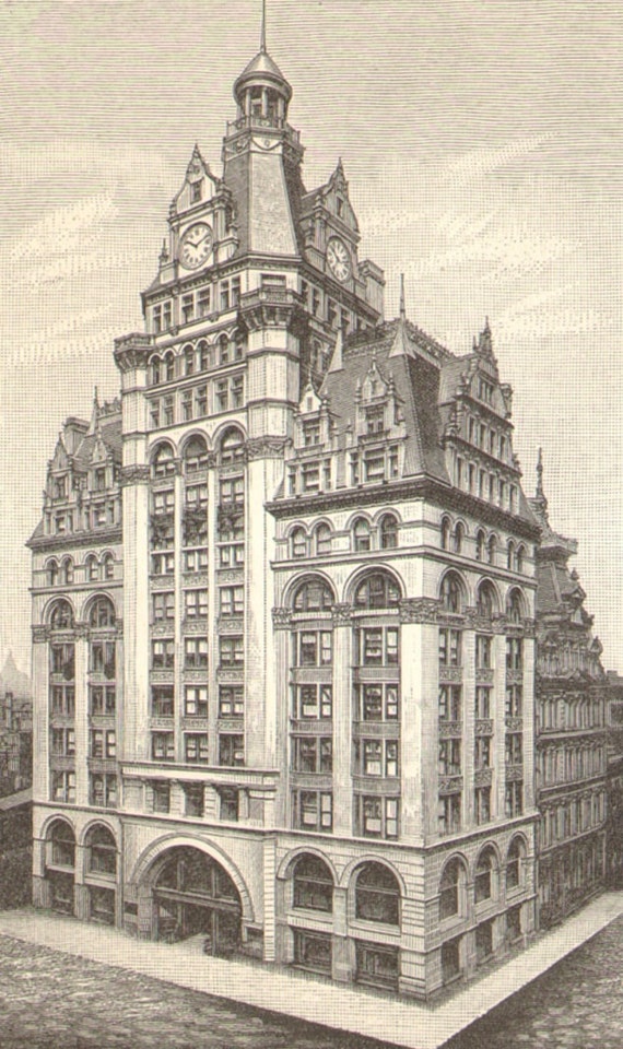 1895 Early Skyscrapers Pabst Building in by CabinetOfTreasures