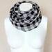Gray Infinity Scarf Circle Scarf Plaid Jersey Infinity Scarf Grey White Dark Blue Black Scarf