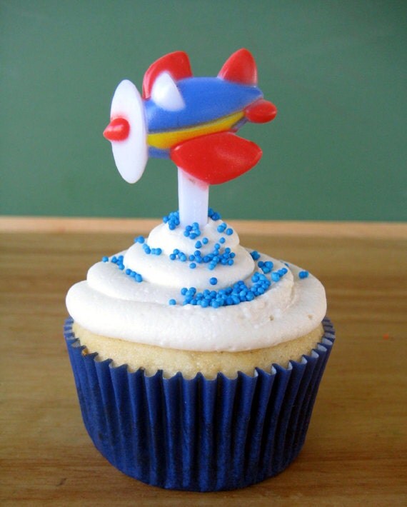 Airplane Cupcake Toppers 12 Cupcake Picks for a by MyLittleOtter