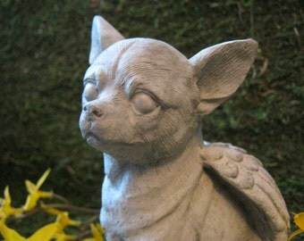 Chihuahua Angel, Chihuahua Statue, Pet Memorial Headstone, Concrete Statue, Chihuahua Memorial Marker, Chihuahua Dog Statues, Dog Figures.