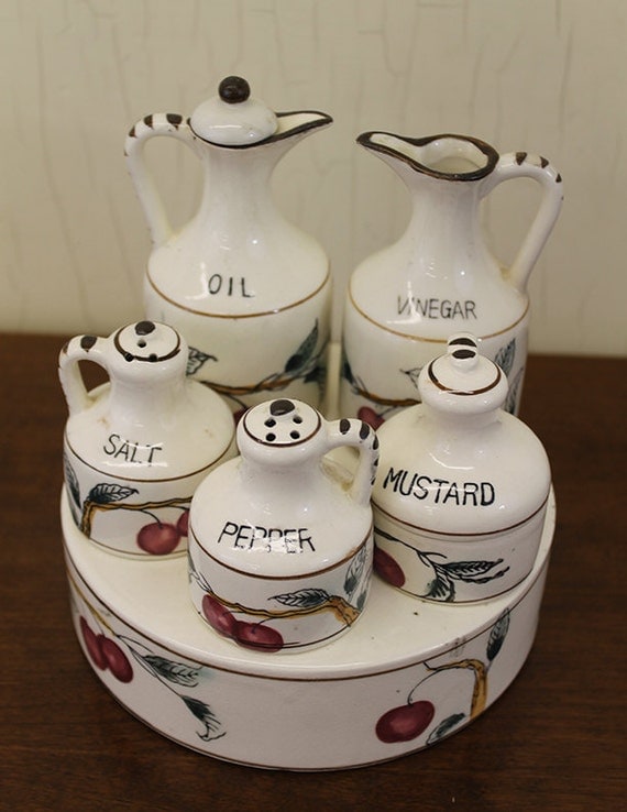 Vintage Ceramic Tabletop Condiment Caddy by LittleRedHenVINTAGE