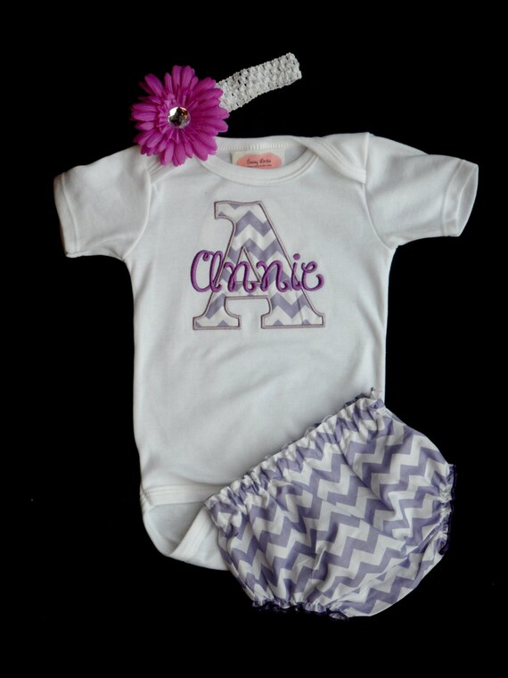 Items similar to Chevron Personalized Baby Girl Clothes Newborn Girl ...
