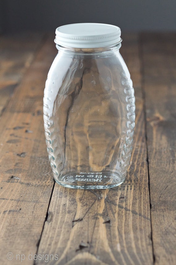 Vintage Glass Honey Jar Ribbed by nataliepozniak on Etsy