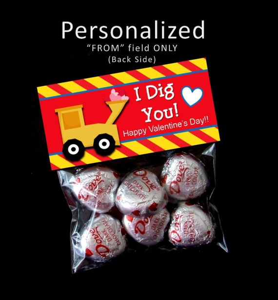 Printable- Personalized - Valentine Treat Bag Toppers - Valentine's Day - I Dig You Il_570xn