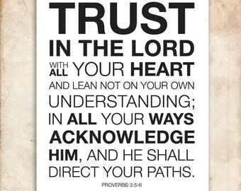 Proverbs 3:5-6. Trust in the lord with all your heart. 8x10. DIY. Bible ...