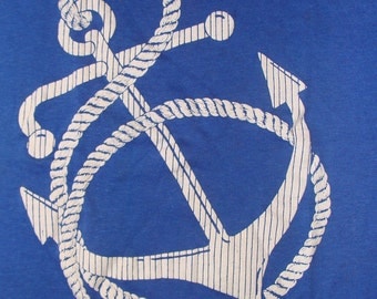 Vintage 80s Anchor Print Florida Blue T Shirt