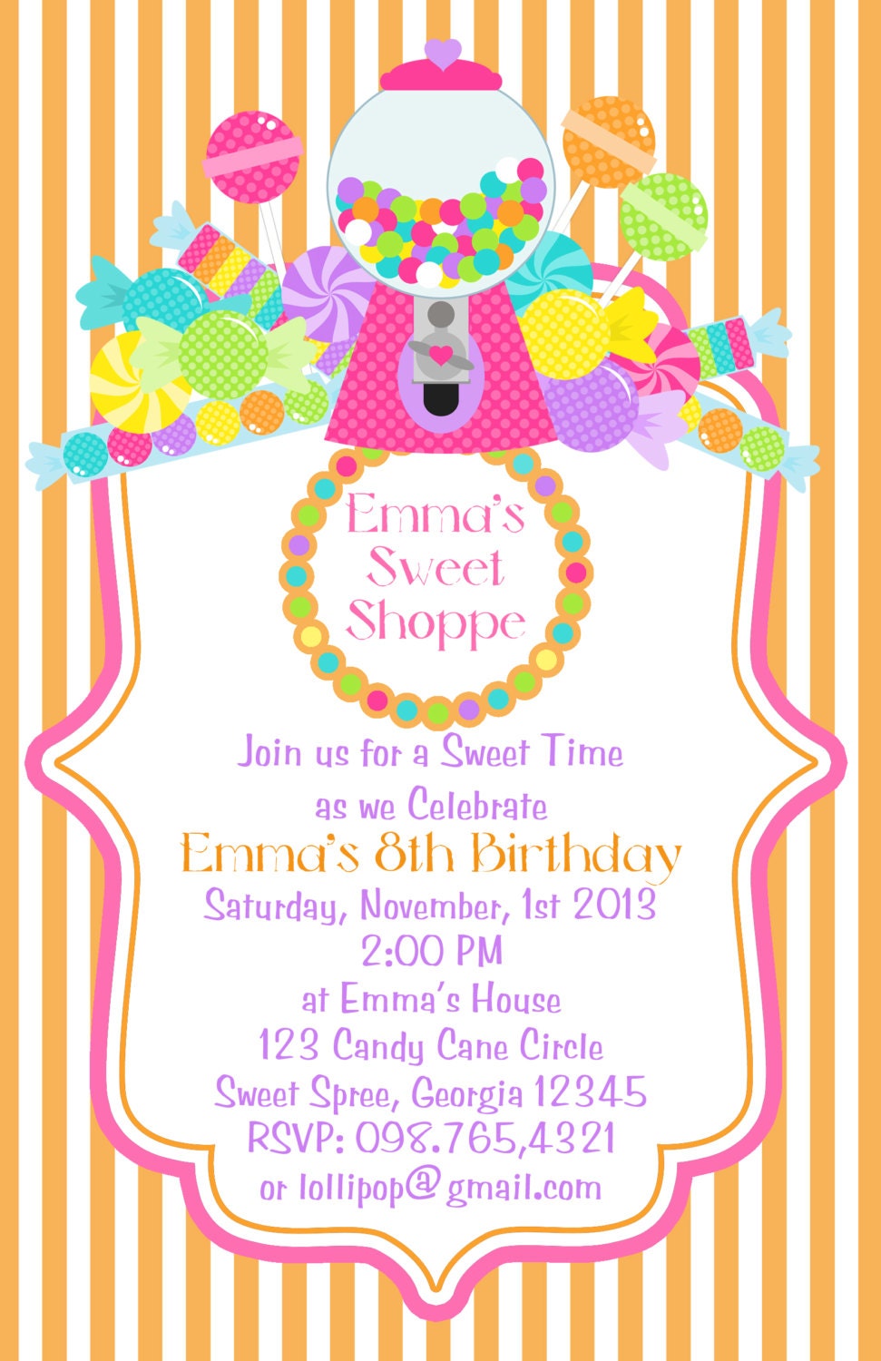 Sweet Shoppe Birthday Party Invitations set of 20 invites
