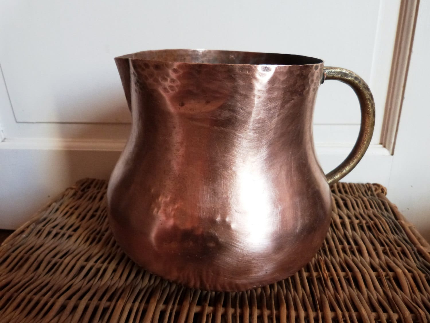 Antique copper milk jug from French farmhouse french copper