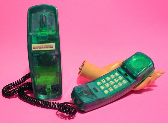 Vintage 80s Telephone Glow Aquatone Retro Electronics 