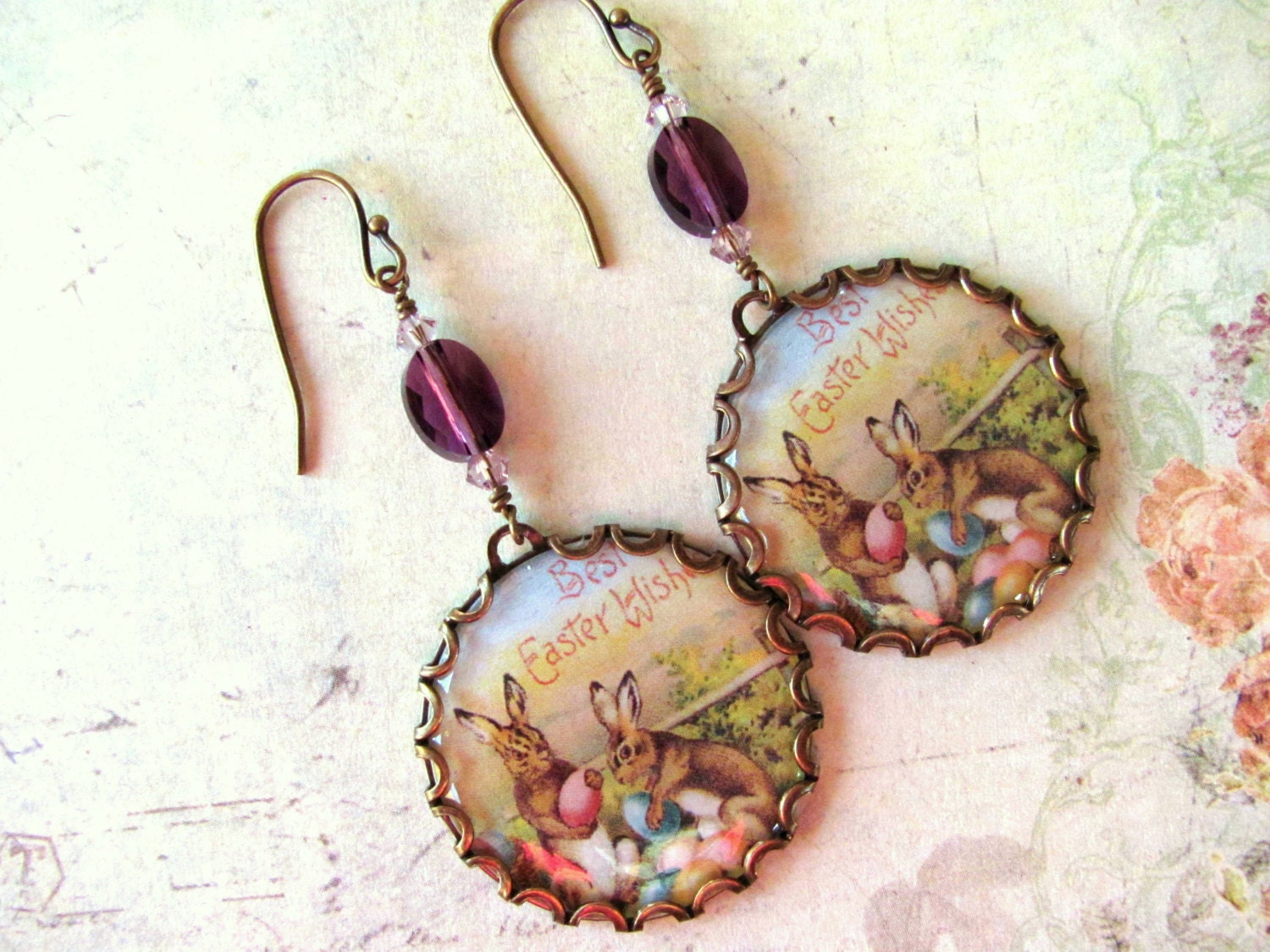 Easter Bunny Earrings Vintage Easter Swarovski Earrings