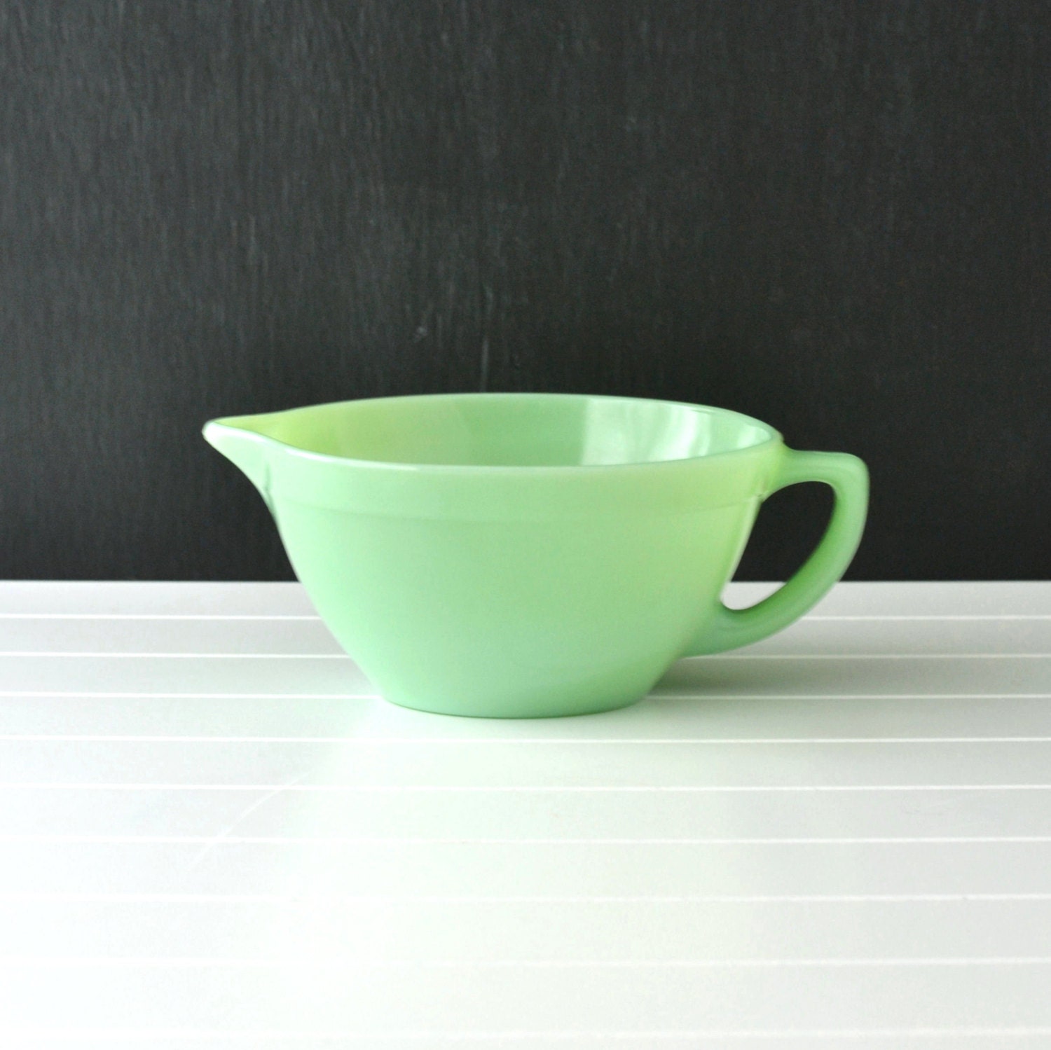 Jadeite Batter Bowl with Handle Fire King Jadite Pour
