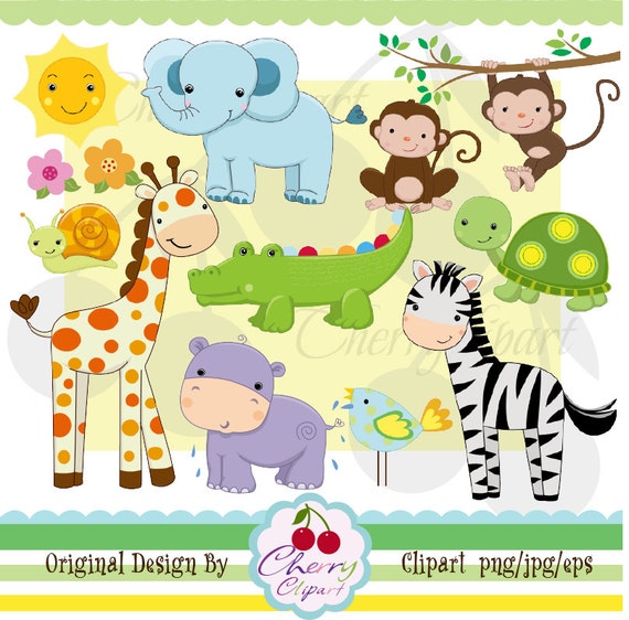 Jungle Animals digital clipart and digital papers pack