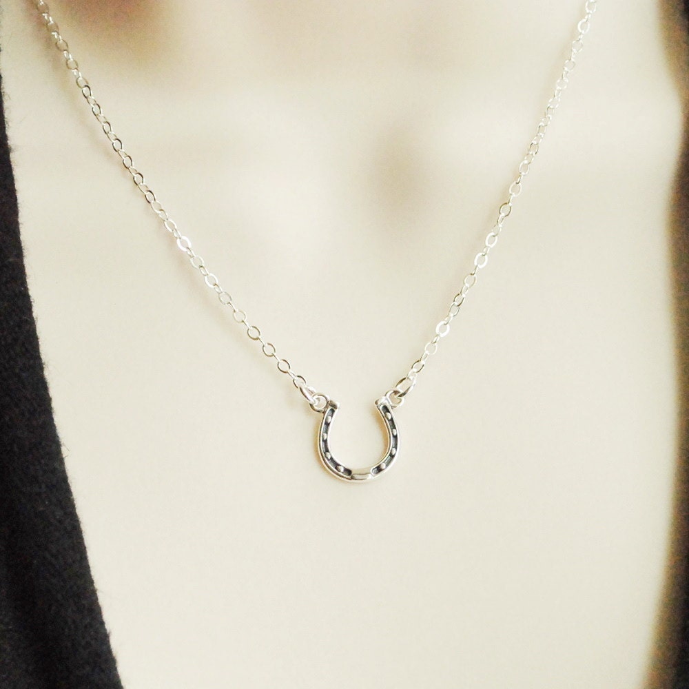 Sterling Silver Horseshoe Necklace Western Wedding
