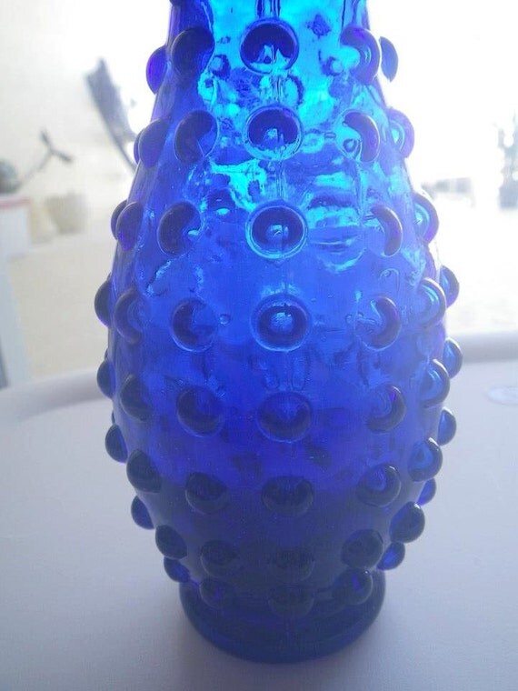 Vintage Cobalt Blue Hobnail Vase by StitchedandPicked on Etsy