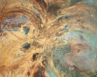 Original Flower Art by Caroline Ashwood - Textured and contemporary abstract painting on canvas - FREE SHIPPING