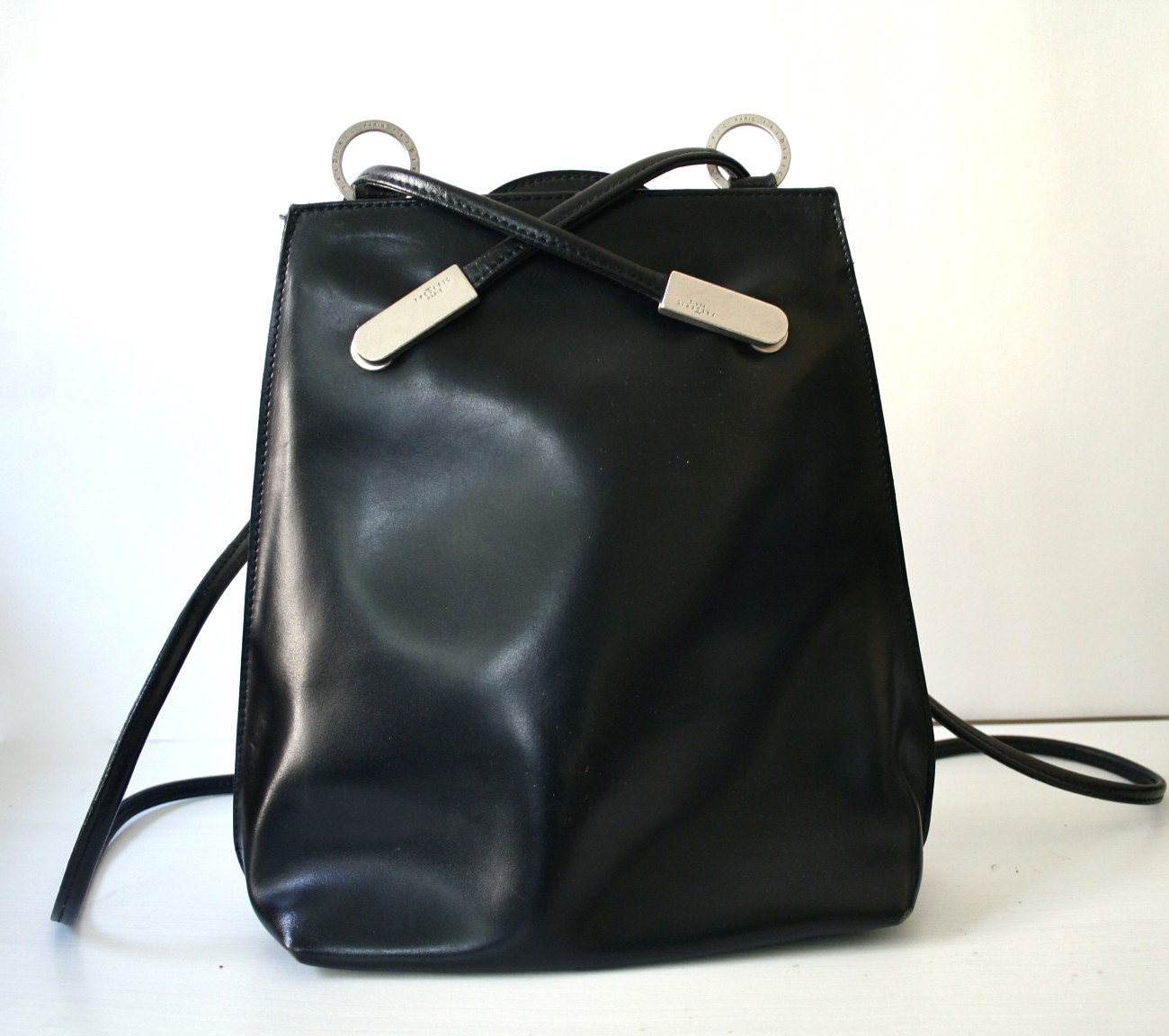 Vintage Black Leather Backpack by Frederic Paris