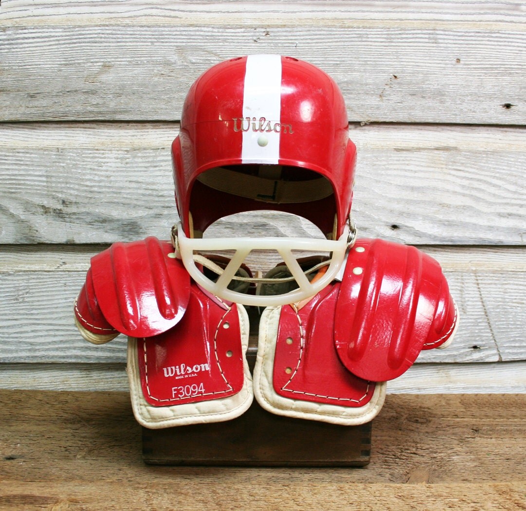 Vintage Child's Football Helmet and Pads Vintage by AuroraMills