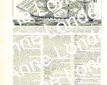 1922 Vintage ship poster Navy art Vintage flags poster Flags signal print navy decor boating decor French wall art dictionary page