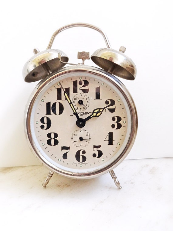 Vintage Alarm Clock Mechanical Winding Mid Century by antiquissimo