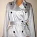 SALE. Classic Trench Coat in Silvery-Grey Shantung Sateen. by 'green' of kaj.ani Women's Trench-Coat