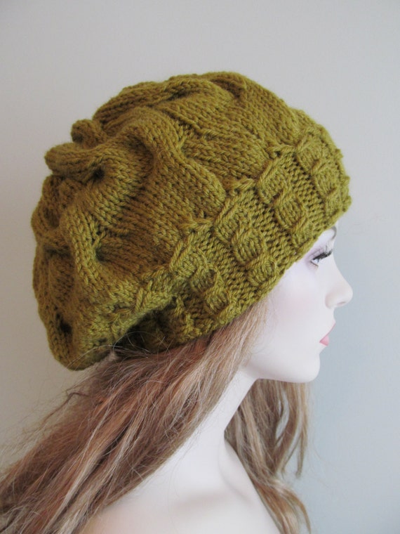Hand Knit Slouchy Hats Oversize Berets Baggy Beanie by Lacywork