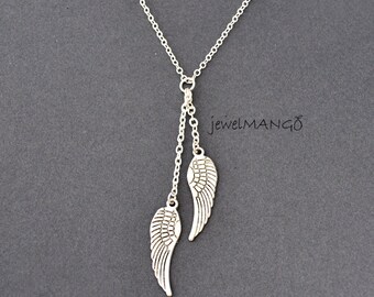 Angel wing necklace, halo, halo angel, Silver Wing, Angel Wing Pendant, Dainty everyday jewelry, Wing Pendant Necklace, angel necklace