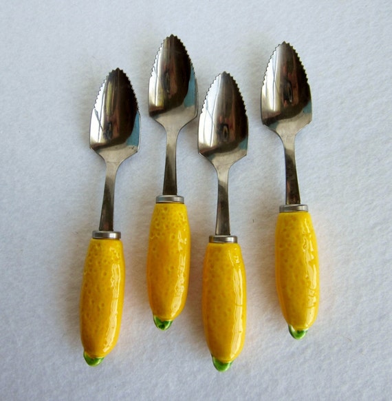 Vintage Shafford China Grapefruit Serrated Spoons