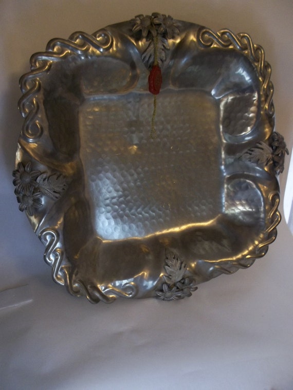 SiGNED ITALIAN Ornate Pewter Serving Dish/ by