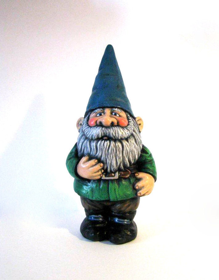 Ceramic Garden Gnome 14 inches hand painted lawn by aarceramics