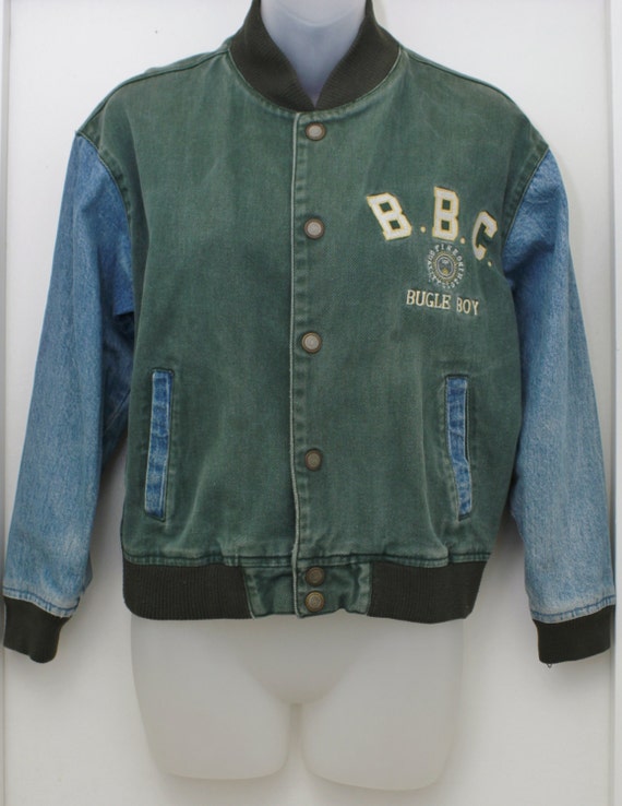 80s Vintage BUGLE BOY Bomber Jean Jacket Sz: