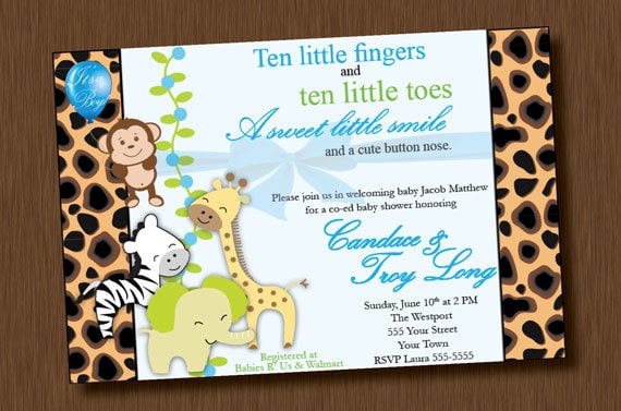 Animal Print Baby Boy Shower Invitations 6