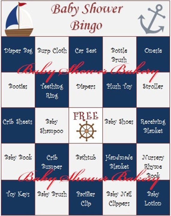 free nautical baby shower bingo Shower Baby Bingo, Nautical Shower Nautical Game, Baby Baby Nautical