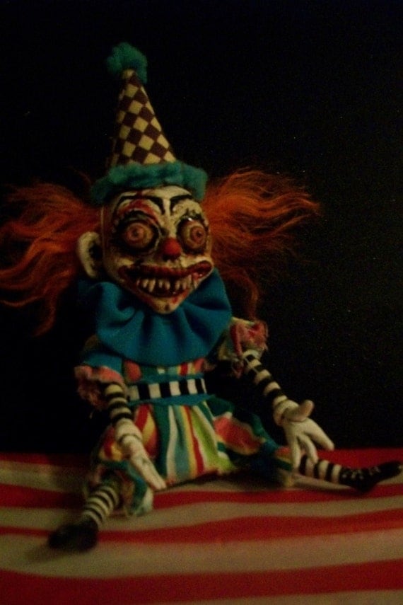 Items similar to Miniature Creepy Clown Art Doll, OOAK, SKIZZO the