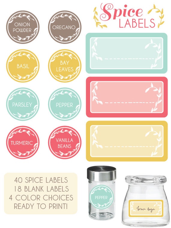 items similar to kitchen spice labels on etsy