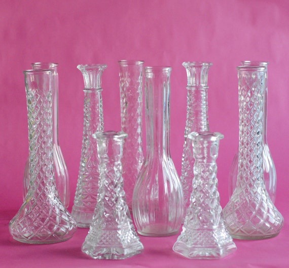 Clear Glass Vintage 20 Bud Vase Collection, Tall 9